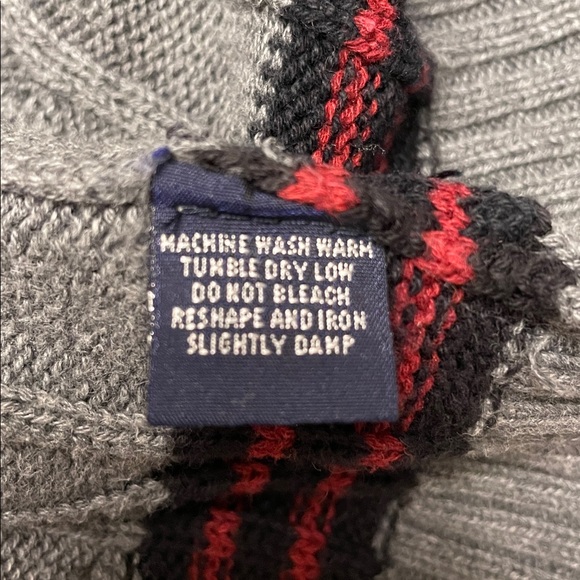 Polo Ralph Lauren Cable Knit Sweater Size Large V Neck Grey Cotton - Picture 11 of 15